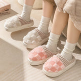 Wjczt Autum Winter Plush Warm Women Cotton Slippers Casual Indoor Home Toe Wrap Cartoon Slides Men Anti Slip Thick Platform Soft Shoes