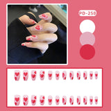 Wjczt 24p Artifical Fake Nails Full Coverage False Nails White Clouds French Long Wearing Reusable Nail Coffin Ballerina Press on Nail