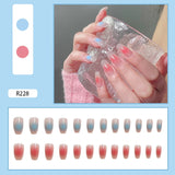 Wjczt 24Pcs/Set Press On Fake Nails Green Wearing Reusable False Nails Art Girls Ballerina Coffin Nail With Glue Full Cover Artificial