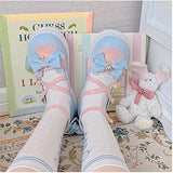 Wjczt Sweet Girls Lolita Sweet Bowknots Platform Shoes,Students Kawaii Small Bell Heart Shaped Straps Flat Elevator Mary Janes