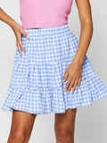 Wjczt Preppy Style High Waist Plaid Skirts For Women Summer  Fashion A-Line Sweet Short Skirt Young Female Casual Sexy Mini Skirts