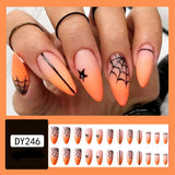 Lovely Funny Halloween Ghost Face Horror Blood Fake Nails Ballerina Matt Spider Web Nail Art Gorgeous Reusable Press on Nails