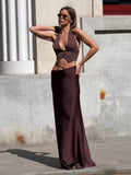 Wjczt outfit ideal Sapphire Dusk Silk Maxi Skirt Set