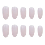 Wjczt 24Pcs/Set Long Round Head Bright Solid Color Press On Acrylic Nail Art Fake Nails Finished Wearing Manicure Reusable False Nails