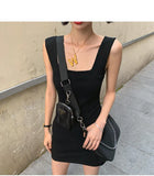 Wjczt White Cotton Square Neck Vest Mini Dress Women Summer Slim Sexy Backless Sleeveless Short Skirt 3 Colors