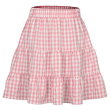 Wjczt Preppy Style High Waist Plaid Skirts For Women Summer  Fashion A-Line Sweet Short Skirt Young Female Casual Sexy Mini Skirts