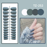 Wjczt 24Pcs/Set Long Round Head Bright Solid Color Press On Acrylic Nail Art Fake Nails Finished Wearing Manicure Reusable False Nails