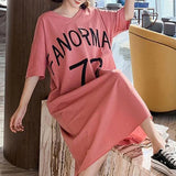 Women's Clothing Y2K Summer Casual Oversized Streetwear Letter Print T-Shirts Dresses V Neck Short Sleeve Beach Midi Dress Robe