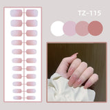 Wjczt 24Pcs/Set Long Round Head Bright Solid Color Press On Acrylic Nail Art Fake Nails Finished Wearing Manicure Reusable False Nails