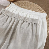 Wjczt Linen Loose Wide Leg Women's Pants 2024 New Thin Cotton Linen High Waist Drooping Cropped Slimming Casual Straight Trousers