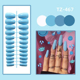 Wjczt 24Pcs/Set Long Round Head Bright Solid Color Press On Acrylic Nail Art Fake Nails Finished Wearing Manicure Reusable False Nails