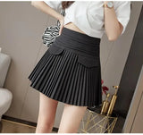 Wjczt Summer White Pleated Skirts Sexy Casual Slim College Women High Waist Mini Metal Letter D Ontwerp A-lijn Korean Fashion Style