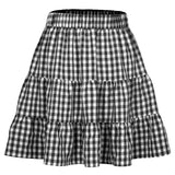 Wjczt Preppy Style High Waist Plaid Skirts For Women Summer  Fashion A-Line Sweet Short Skirt Young Female Casual Sexy Mini Skirts