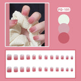 Wjczt 24Pcs/Box Nail Art Fake Short Ballet Wearable Fake Nails press on Square Coffin Head Full Cover Detachable Finished Fingernails