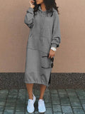 Wjczt Autumn and Winter Fashion New Women's Sweater Robe Large Hooded Elegant Pocket Split Warm Hoodie Long Dress