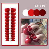 Wjczt 24Pcs/Set Long Round Head Bright Solid Color Press On Acrylic Nail Art Fake Nails Finished Wearing Manicure Reusable False Nails