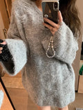 Wjczt High Quality Hot Selling Wool Round Neck Sweater Women 2024 New Soft Loose Lazy Gentle Style Knitted Top Winter Clothes Y2k