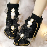 Wjczt Sweet Lolita Shoes Vintage Ankle Boots Cute Kawaii Loli Cosplay Tea Party Wedding Women Shoes High Heel 8Cm