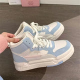 Wjczt Blue Platform Sneakers Women's Sports Shoes Vintage Casual Vulcanize Kawaii Lolita Harajuku School Boot Female Flats New Trend