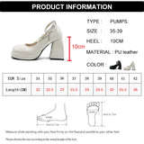 Wjczt Y2K Chunky Platform High Heels Pumps Women 2025 Summer Patent Leather Black White Lolita Shoes Woman Pearl Ankle Straps Pumps