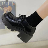 Wjczt Uniform Shoes Small Leather Shoes Female British Girl Japanese Wild Black Retro Mary Jane Shoes Lolita Platform Shoes Low Hee