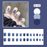 Wjczt 24Pcs/Box Nail Art Fake Short Ballet Wearable Fake Nails press on Square Coffin Head Full Cover Detachable Finished Fingernails