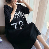 Women's Clothing Y2K Summer Casual Oversized Streetwear Letter Print T-Shirts Dresses V Neck Short Sleeve Beach Midi Dress Robe