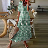 Wjczt Boho Loosen V Neck Tassel Long Dress 2023 Spring Floral Print Pleated Party Maxi Dress Women Embroidery Lace Sleeve Summer Dress