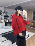 Wjczt Korean style Long Sleeve Sweater Autumn Winter New Hooede Womens Clothing Pullover Tops Warm Fashion Women Knitwears