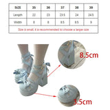 Wjczt New Women Mary Janes High Heels Shoes Chunky Sandals Summer Fashion Retro Bow Lolita Shoes Party Platform Pumps