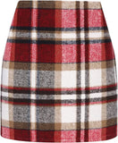 Wjczt Womens High Waist Plaid Skirt Bodycon Pencil Wool Mini Skirts Kawaii Skirt   Fashion Clothing   Christmas Dress-up