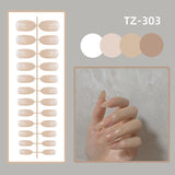 Wjczt 24Pcs/Set Long Round Head Bright Solid Color Press On Acrylic Nail Art Fake Nails Finished Wearing Manicure Reusable False Nails