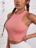 Wjczt Women's Solid Ribbed Sports Camis Sleeveless Yoga Mini Vest Casual Bodycon Fitness Basic Tank Top Female High Street Wear