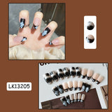 Wjczt 24p Artifical Fake Nails Full Coverage False Nails White Clouds French Long Wearing Reusable Nail Coffin Ballerina Press on Nail