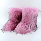 Wjczt Winter Shoe Women's Winter Fluffy Faux Fox Fur Boots Woman Plush Warm Snow Boots Luxury Footwear Girls' Furry Fur Bottes Fashion