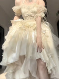 Wjczt Elegant and Noble Generative Color Lolita Flower Wedding Dress Adult Dress JSK Sling Dress