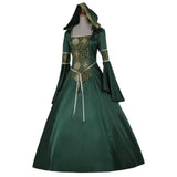 Wjczt Europe and the United States medieval retro court hooded dress Gothic square collar tie with flared sleeves large skirt