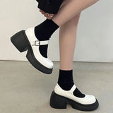 Wjczt Platform Mary Jane Shoes 2025 New Women's Shoes Women Thick Heels Trendy Street Lolita Shoes Round Toe Ankle Strap  Pumps