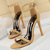 Wjczt Shoes Summer Women Sandals Suede Hollow High Heels Stiletto Fashion Sandles Women Heels Ladies Shoes Women's Sandals