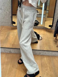 Wjczt Gray Baggy Sports Pants for Women Cotton High Waist Sweatpants Korean Fashion Classic Wide Joggers Casual Winter Pants