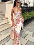 Wjczt Suninheart Summer Spaghetti Strap Floral Print Party Dresses Elegant Maxi Bodycon Wedding Guest Holiday Dress New In Dress 2024