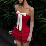 Wjczt outfit ideal Your Christmas Bow Mini Skirt Set