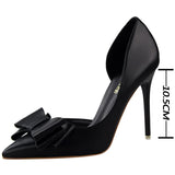 Wjczt Shoes Pu Leather Kitten Heels Bowknot Stiletto Heels 7.5 Cm Women Pumps Fashion High-heeled Shoes Sexy Wedding Shoes