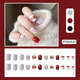 Wjczt 24Pcs/Box Nail Art Fake Short Ballet Wearable Fake Nails press on Square Coffin Head Full Cover Detachable Finished Fingernails