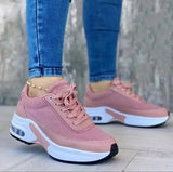 Wjczt Sneakers  New Fashion Wedge Platform Plus Size Casual Sports Shoes Women Lace-up Mesh Breathable Women's Vulcanized Shoes