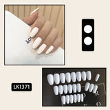 Wjczt 24p Artifical Fake Nails Full Coverage False Nails White Clouds French Long Wearing Reusable Nail Coffin Ballerina Press on Nail