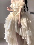 Wjczt Elegant and Noble Generative Color Lolita Flower Wedding Dress Adult Dress JSK Sling Dress