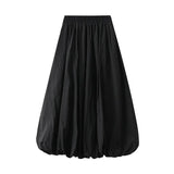 Wjczt Summer New High Waist Slim Flower Bun Skirts Female Lantern Loose Skirt Korean Fashion Midi Long A- Line Skirt Elegant for Women