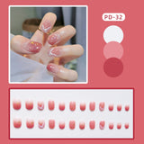 Wjczt 24p Artifical Fake Nails Full Coverage False Nails White Clouds French Long Wearing Reusable Nail Coffin Ballerina Press on Nail