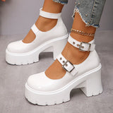 Wjczt  White Y2K High Heels Pumps Women 2024 Spring Chunky Platform Mary Jane Shoes Woman Plus Size Thick Heel Gothic Shoes 42